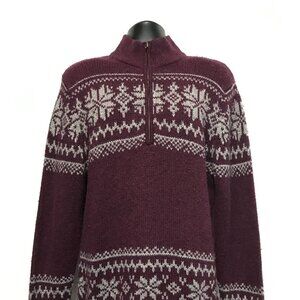 JOHNS BAY Zip Black Fleeces Sweaters for Men 1/4 Zip Pullovers Burgundy Sz M